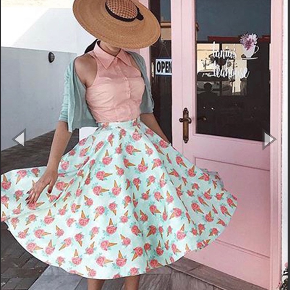 Modcloth Pinup Amy floral ice cream print skirt